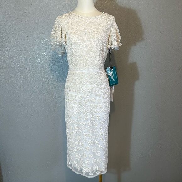 NEW Mac Duggal 10827 women’s embellished sheath knee length lined dress size 6 - Picture 5 of 14